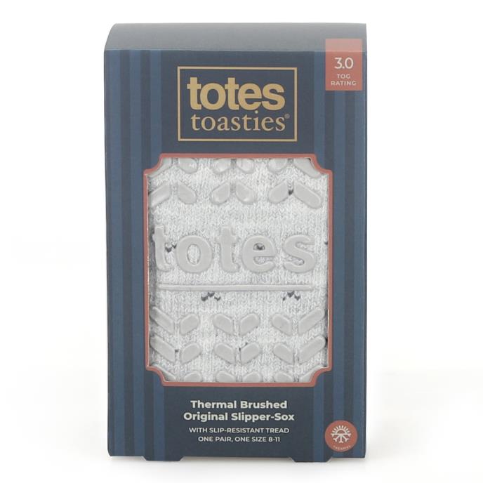 totes toasties® Mens Thermal Brushed Original Slipper Socks Grey Fair Isle Extra Image 5